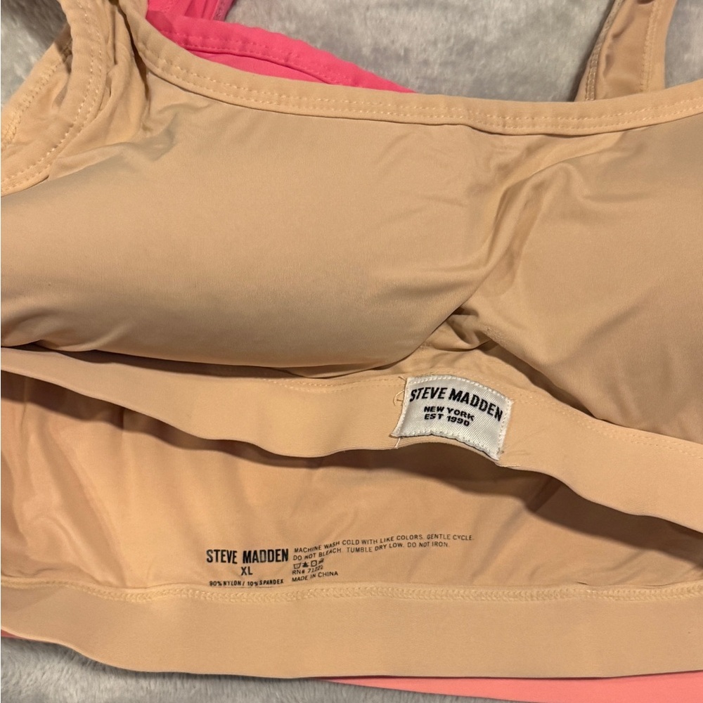 Bundle Steve Madden Pink and Tan super Soft Sports Bras size XL - Picture 5 of 8